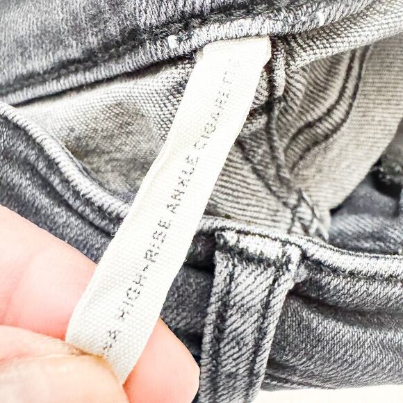 Rag & Bone Nina High-Rise Ankle Cigarette Gray Wash Charcoal Denim Jeans Size 26 - Picture 7 of 9